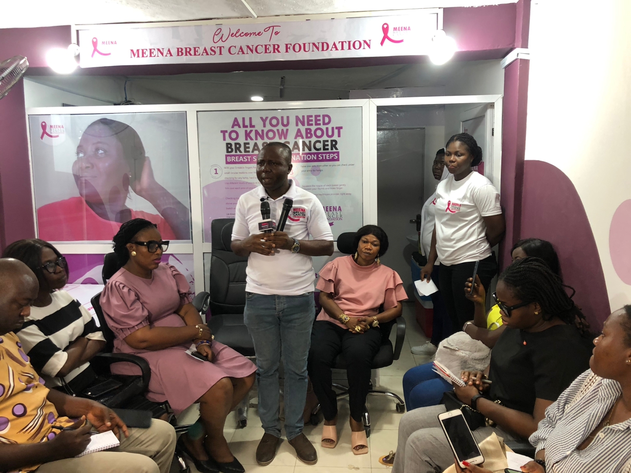 Executive Director, MBCF, Ibrahim Oppong Kwarteng addressing the media during the inauguration of the Foundation's office